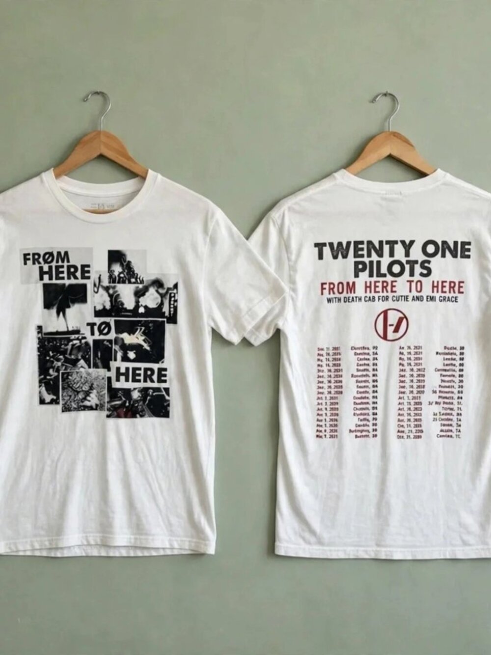 Twenty One Pilots From Here To Here White Graphic T-Shirt S-4XL [Reprint]